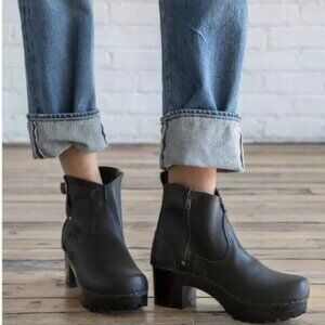 No 6 Store NYC  5" Black Leather Buckle Clog Boot on Mid Tread 41